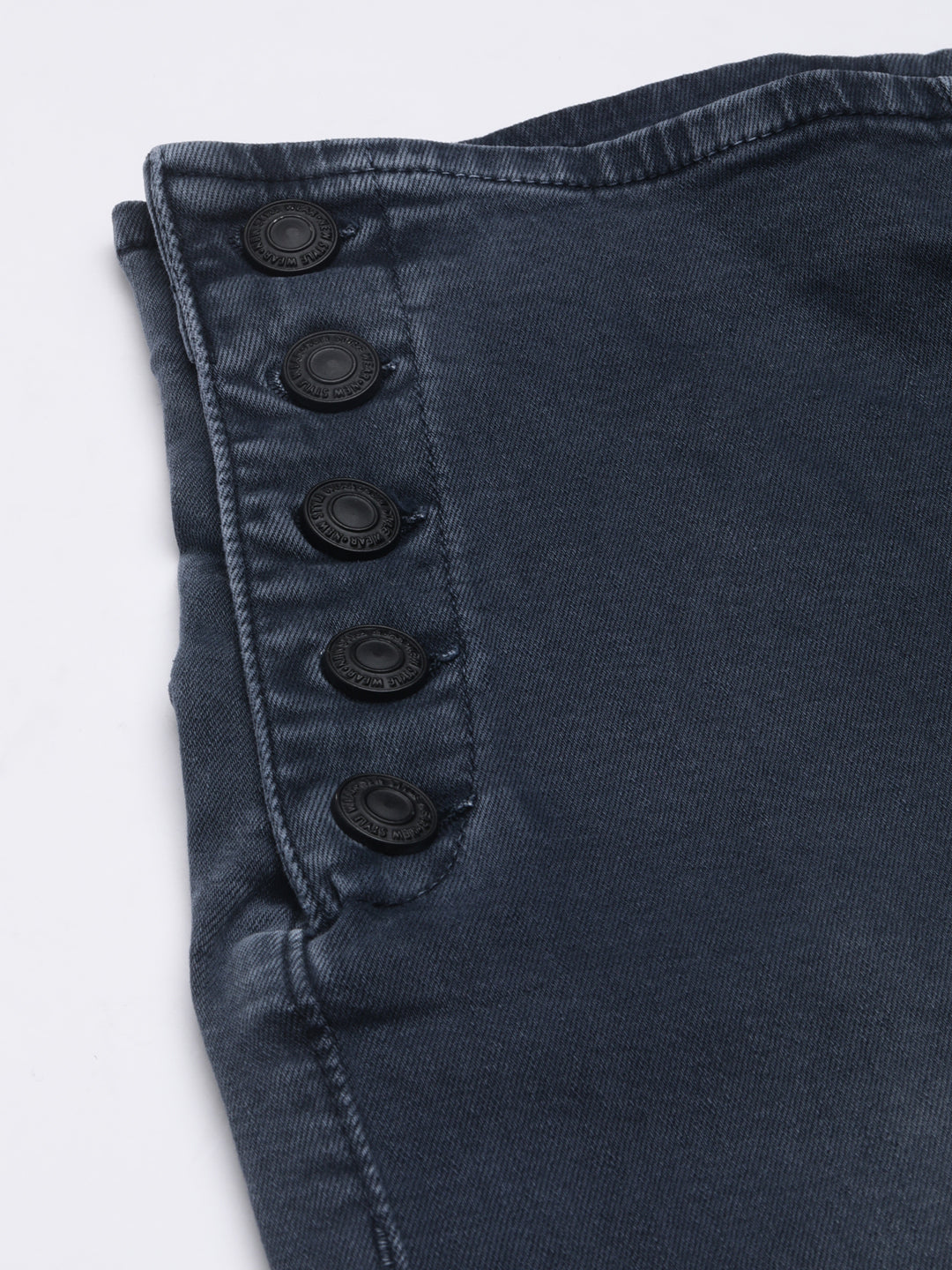 Women's Grey Straight Fit Mid-Rise Light Fade Acid Wash Denim Jeans