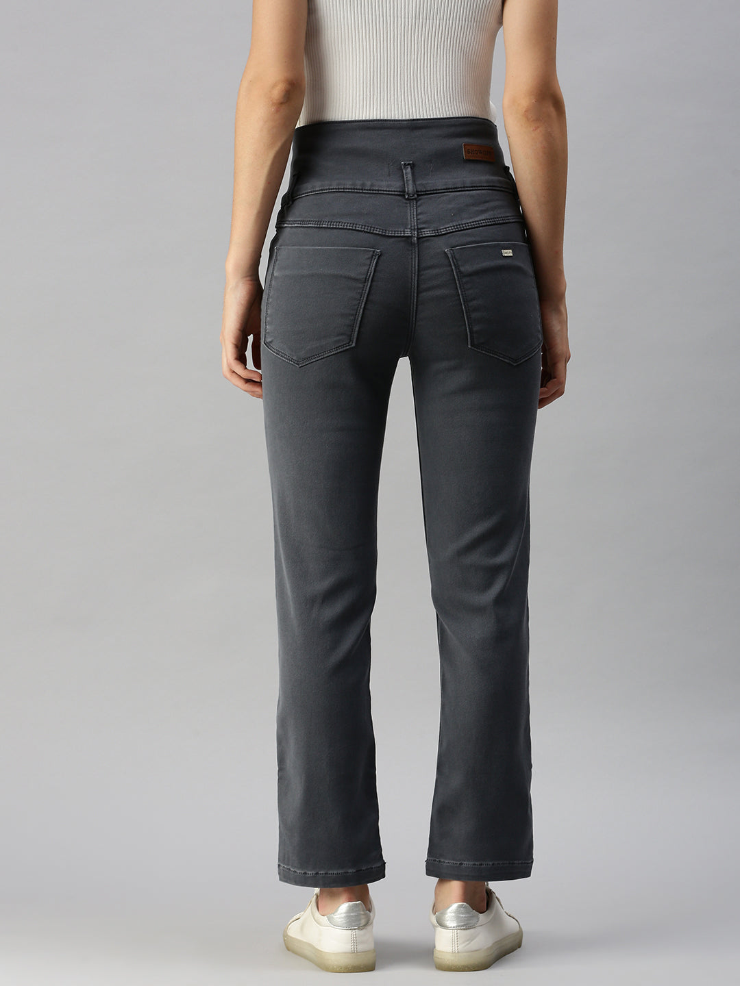 Women's Grey High-Rise Stretchable Denim Jeans