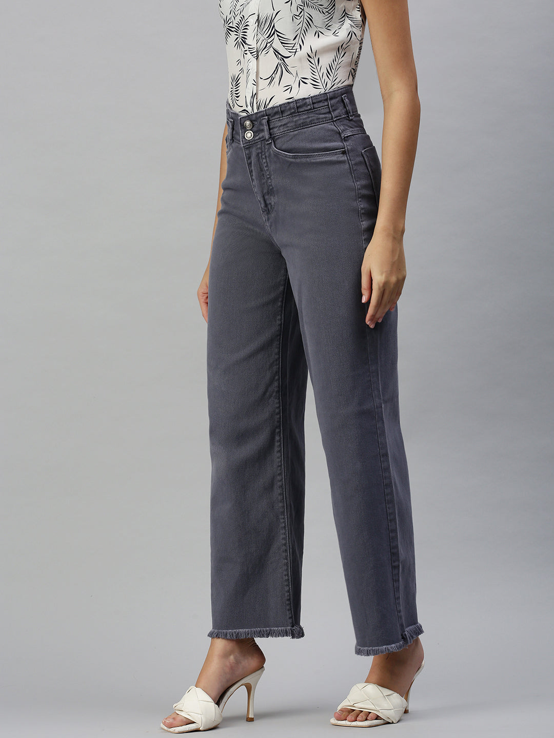 Women's Purple Wide Leg High-Rise Stretchable Denim Jeans