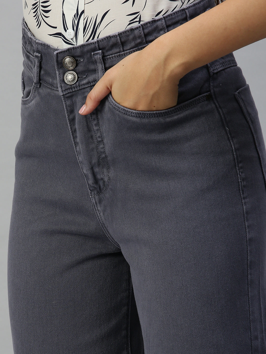 Women's Purple Wide Leg High-Rise Stretchable Denim Jeans