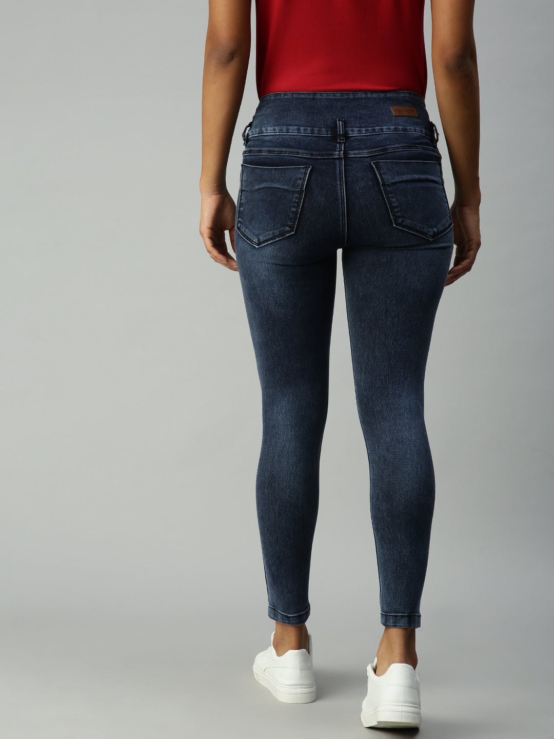 Women's Blue Solid Denim Skinny Jeans