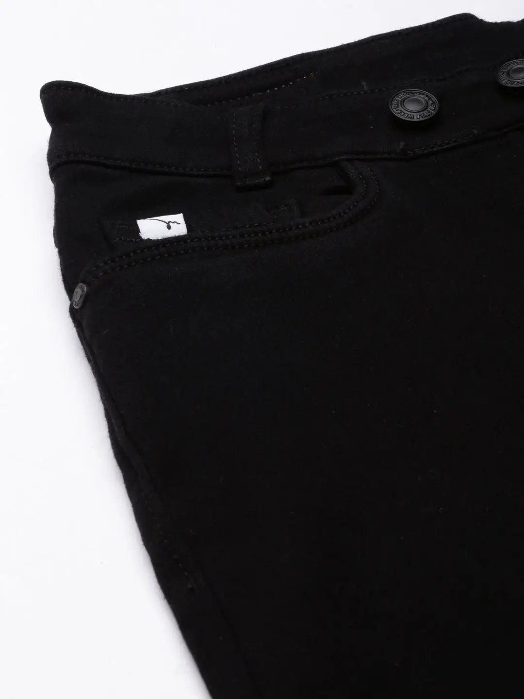 Women's Black Solid Straight Fit Denim Jeans