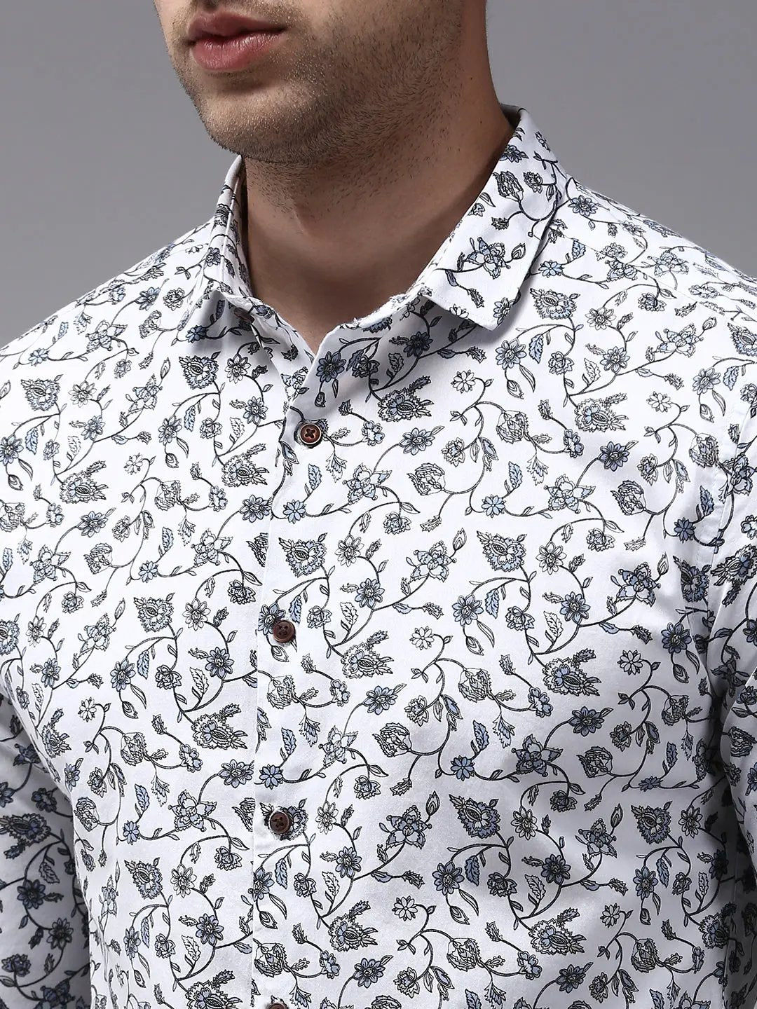 Men's White Printed Casual Shirt