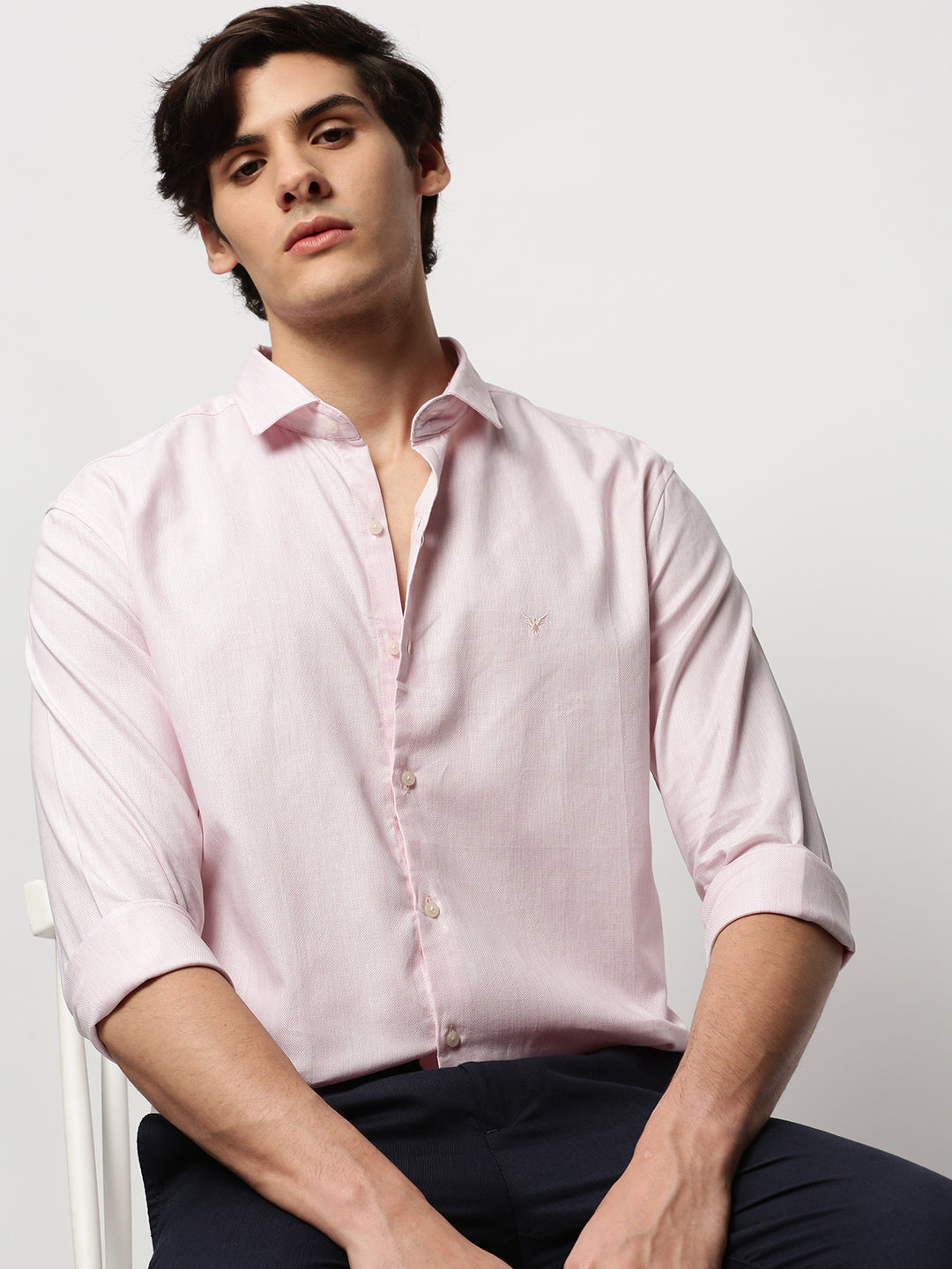 Men Pink Solid Casual Casual Shirts