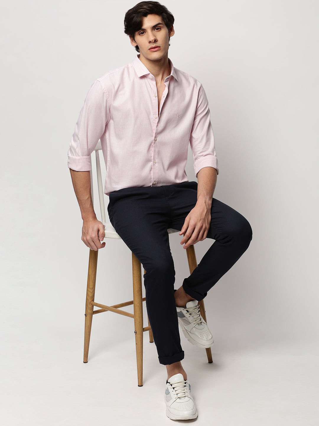 Men Pink Solid Casual Casual Shirts