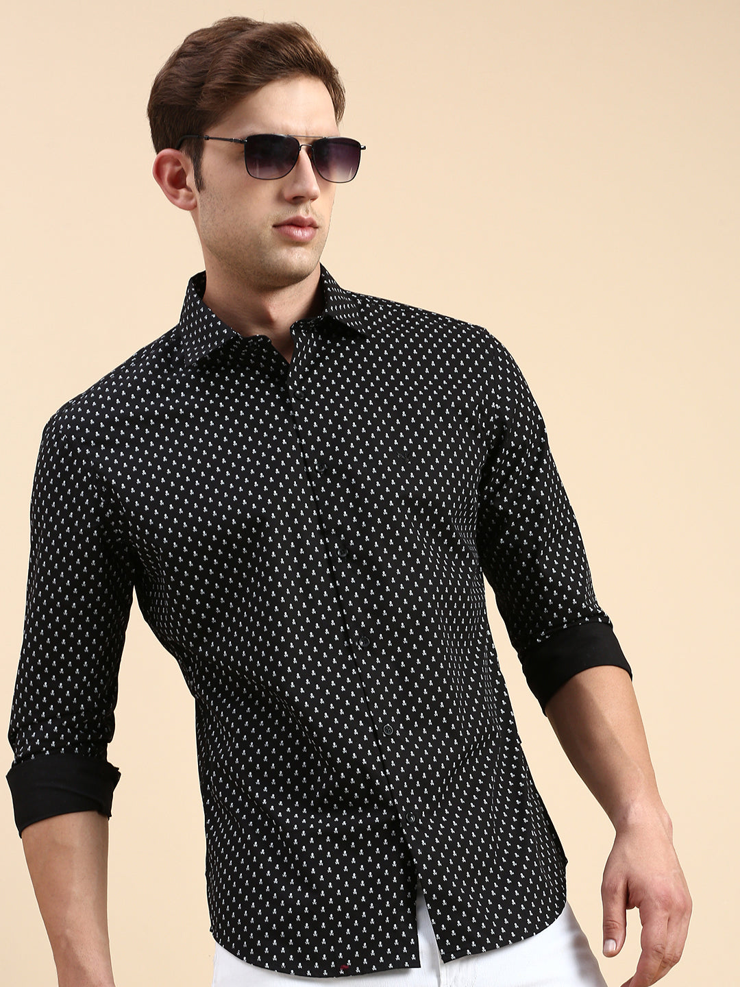 Men Black Printed Casual Shirt