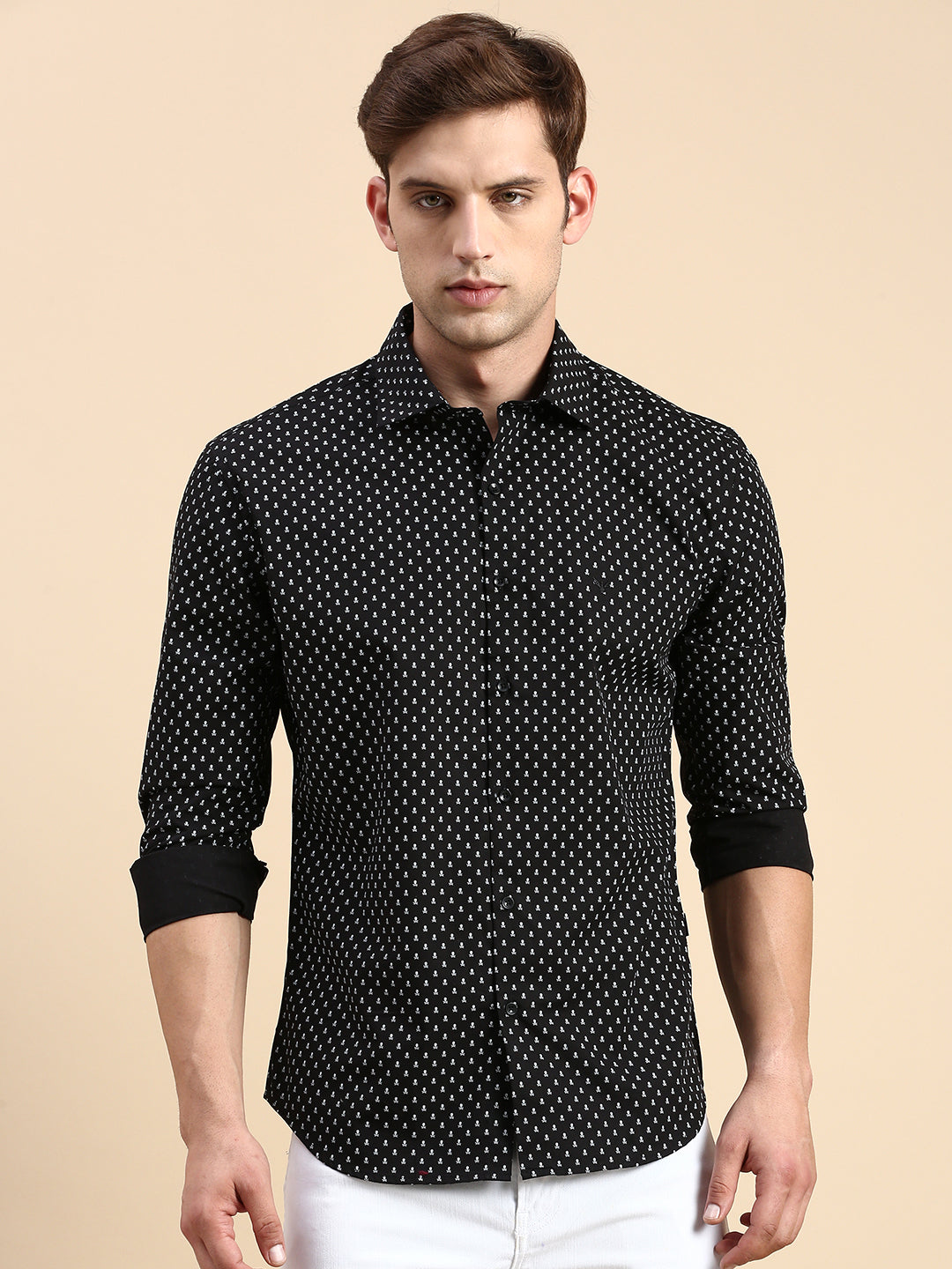 Men Black Printed Casual Shirt