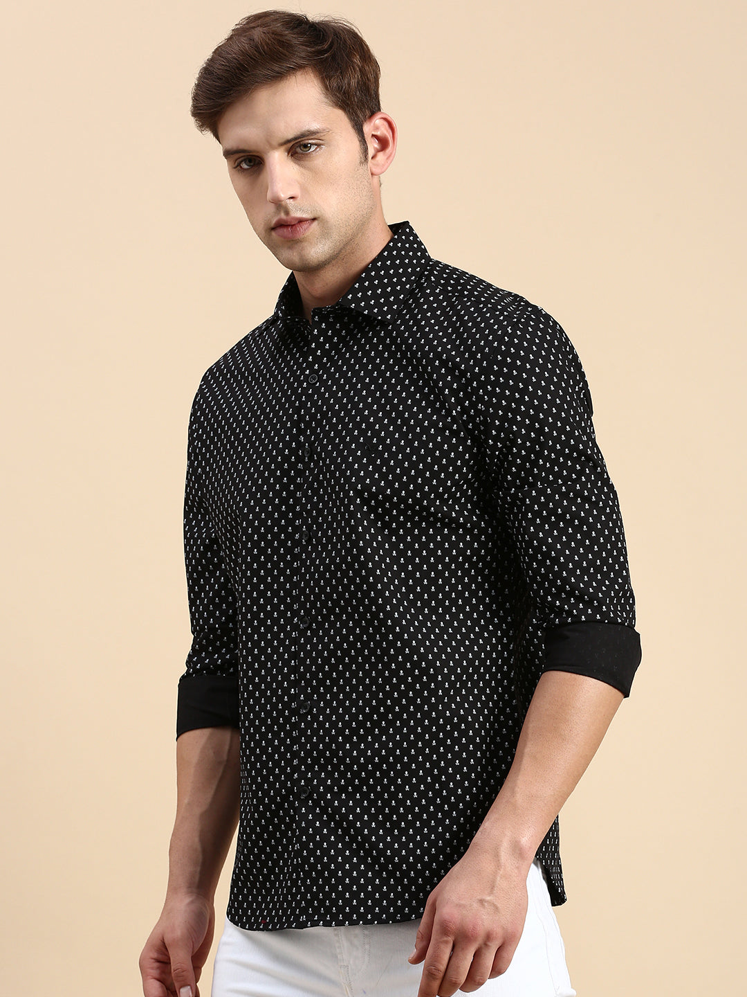 Men Black Printed Casual Shirt