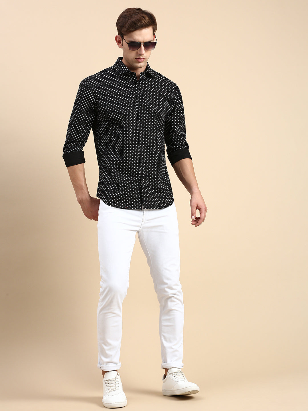 Men Black Printed Casual Shirt