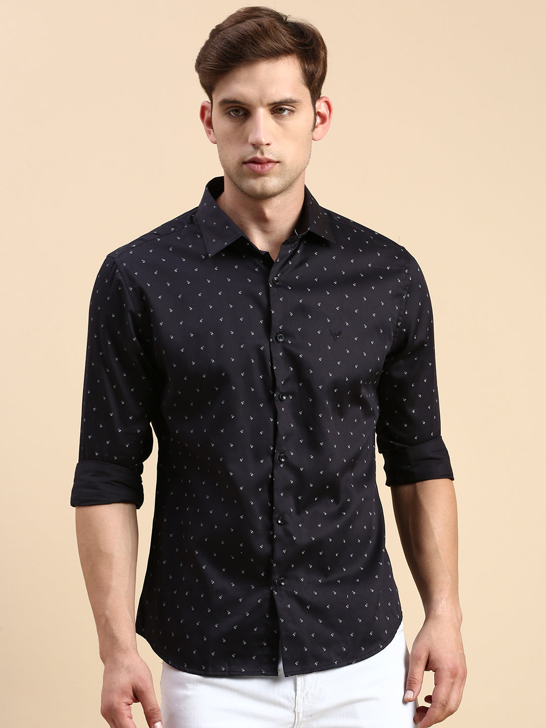 Men Navy Printed Casual Shirt