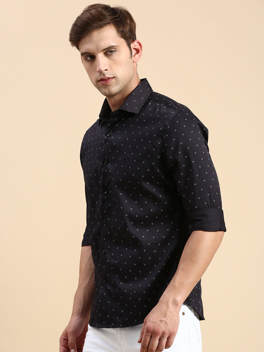 Men Navy Printed Casual Shirt