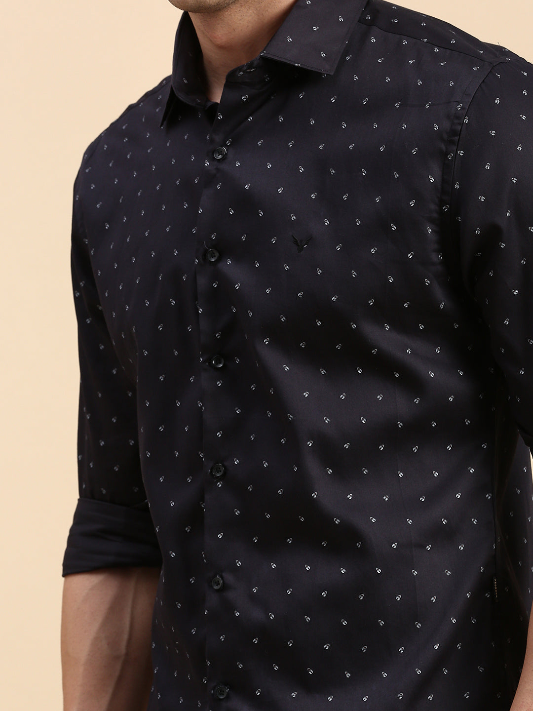 Men Navy Printed Casual Shirt