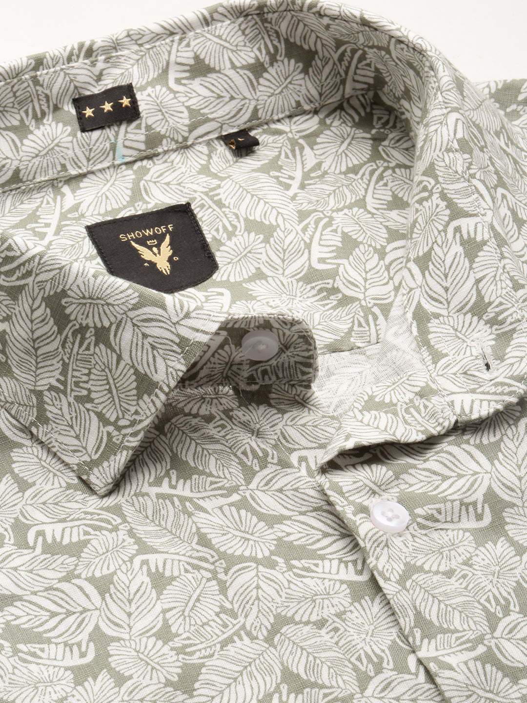 Men Green Printed Casual Shirt