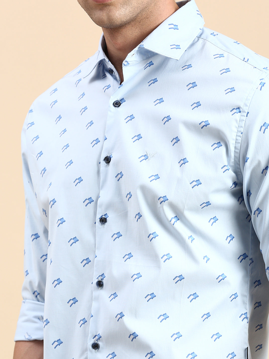 Men Blue Printed Casual Shirt