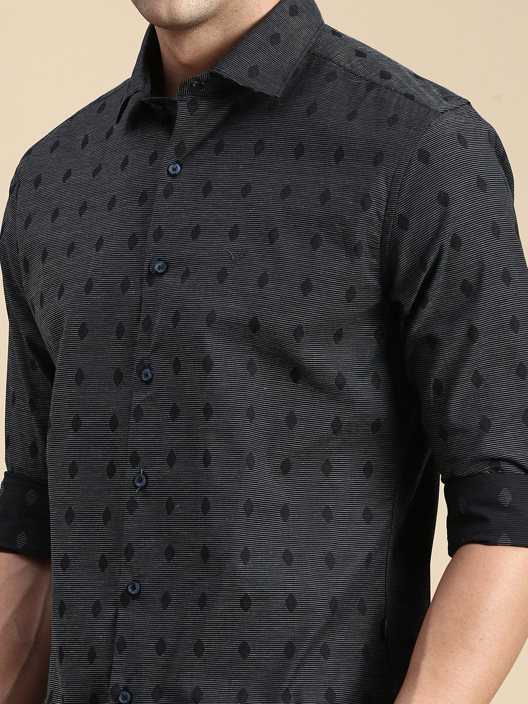 Men Navy Solid Casual Shirt