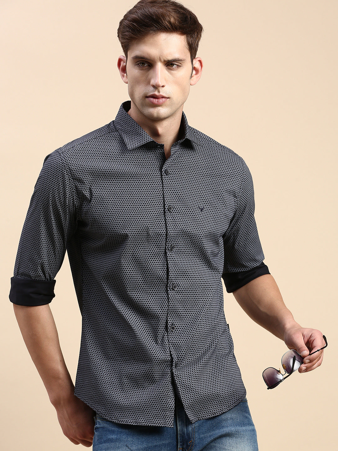 Men Black Printed Casual Shirt