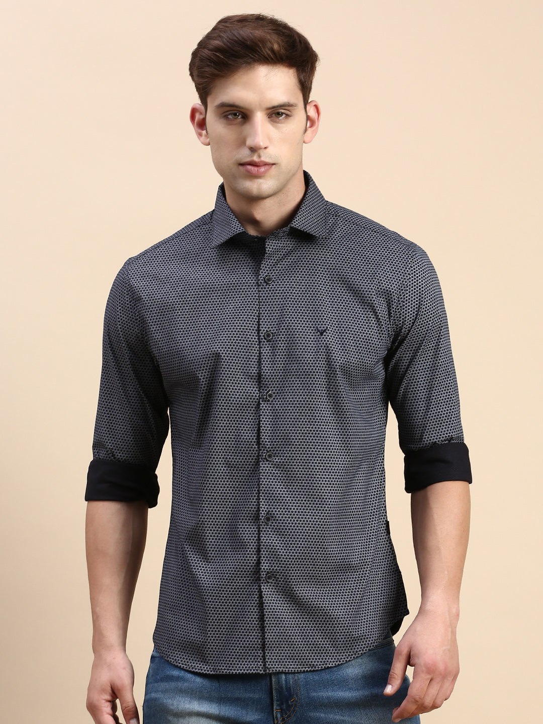 Men Black Printed Casual Shirt