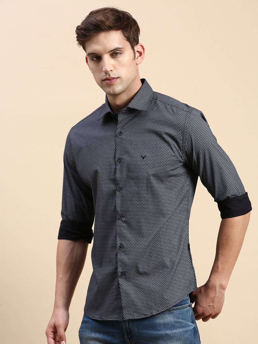 Men Black Printed Casual Shirt