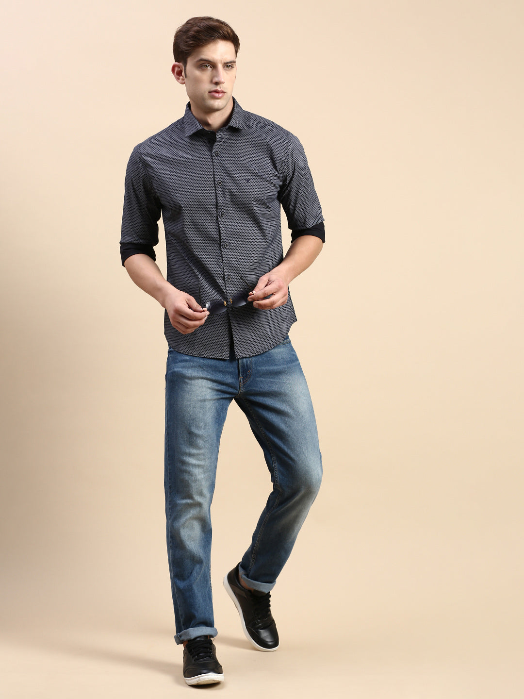 Men Black Printed Casual Shirt