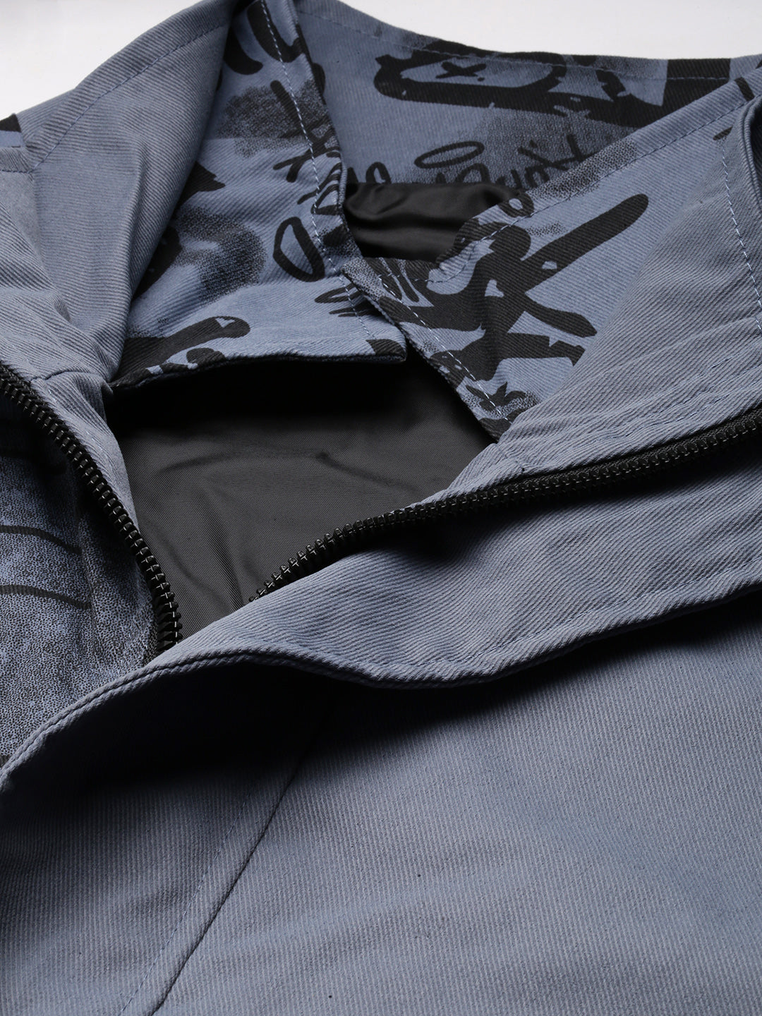 Men's Grey Graphic Oversized Jacket