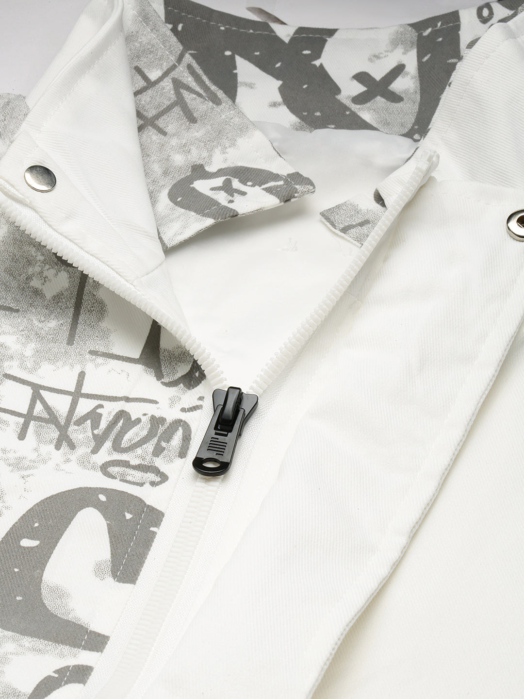 Men's White Graphic Oversized Jacket