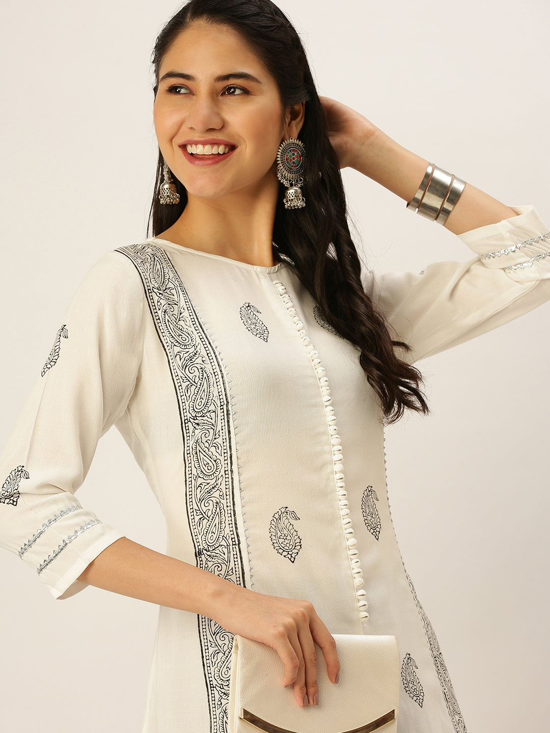 Women's White Printed Kurta Sets