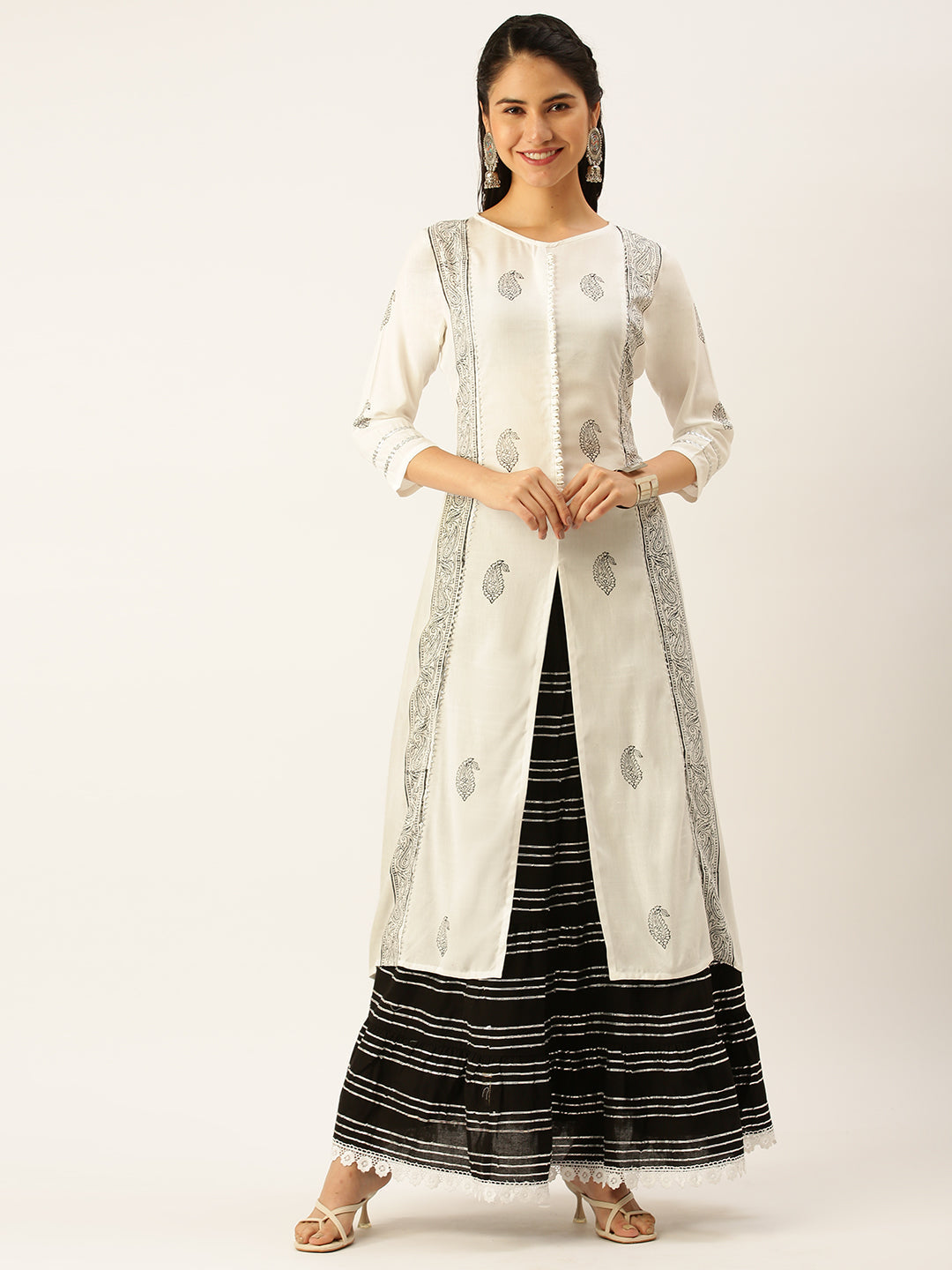 Women's White Printed Kurta Sets