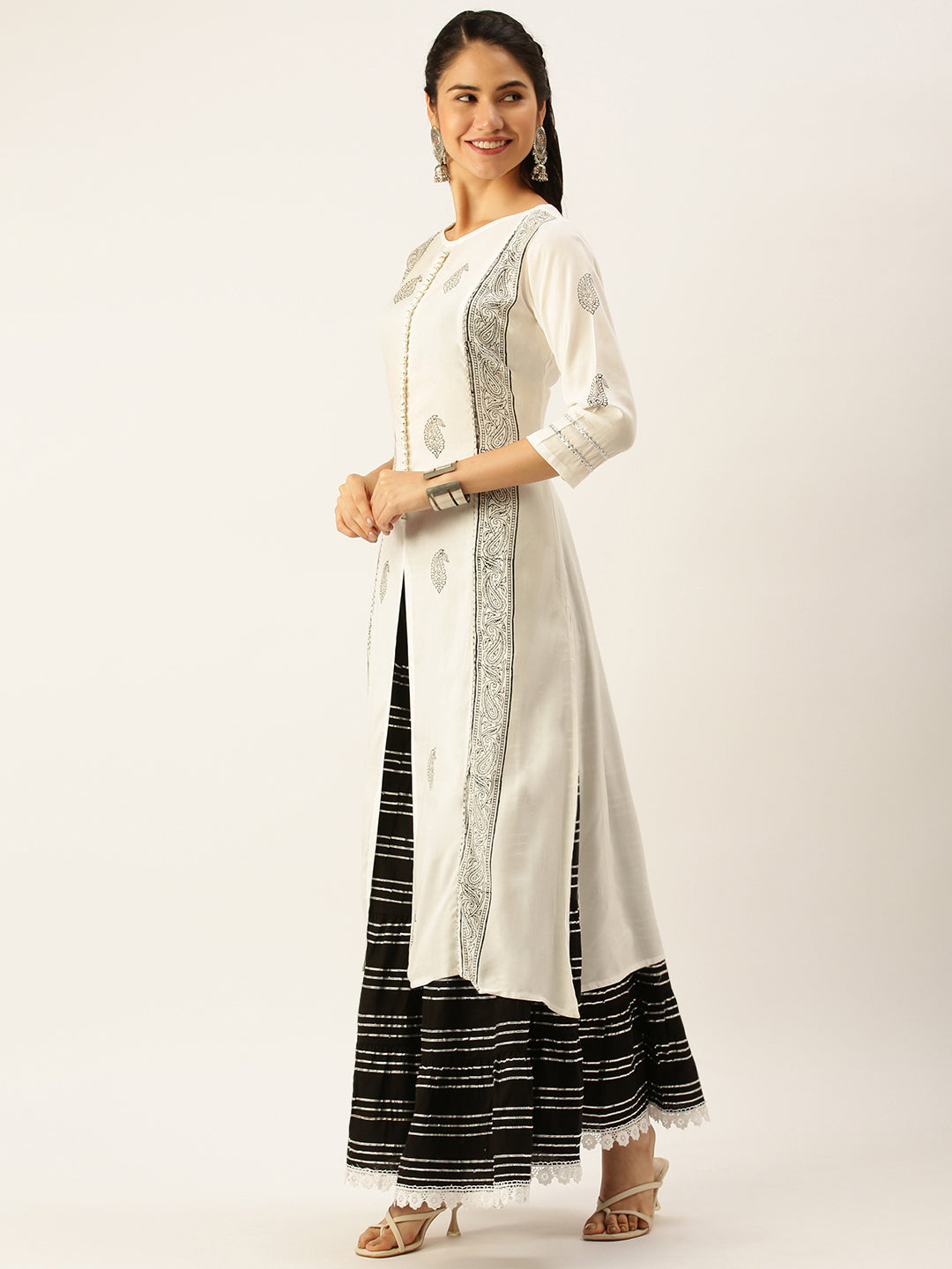 Women's White Printed Kurta Sets