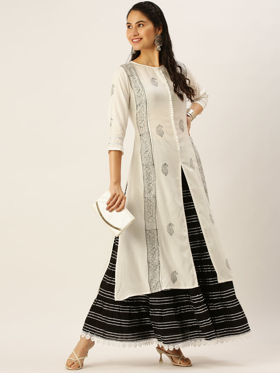 Women's White Printed Kurta Sets