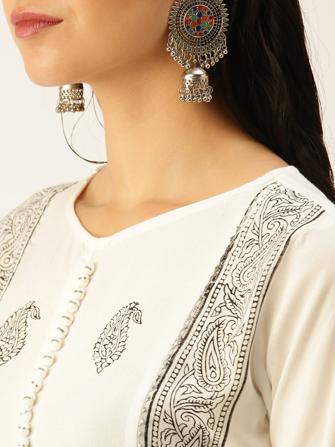 Women's White Printed Kurta Sets