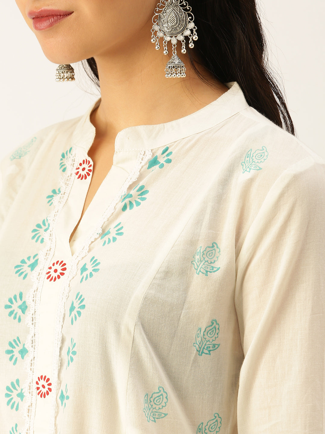 Women's White Printed Kurta Sets