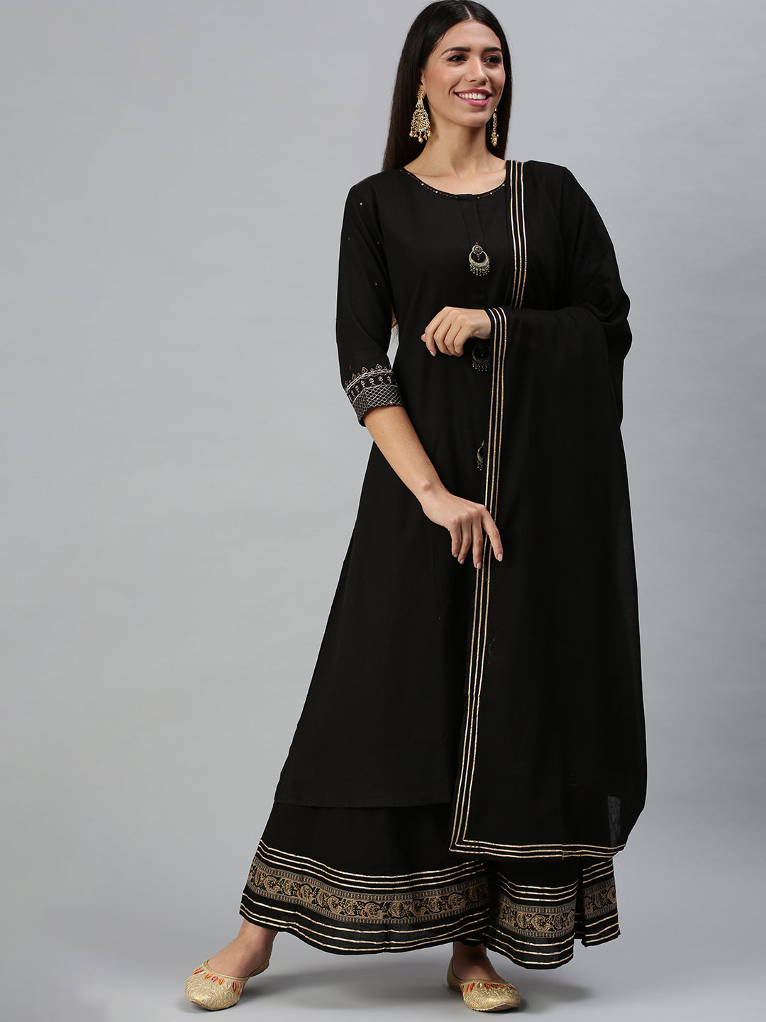 Women's Black Printed Kurta Sets