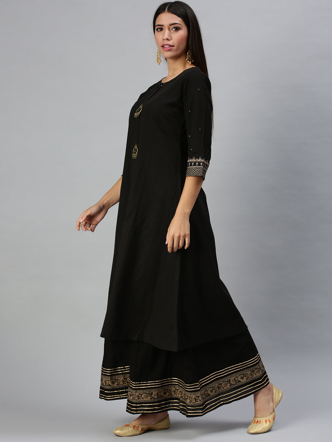 Women's Black Printed Kurta Sets