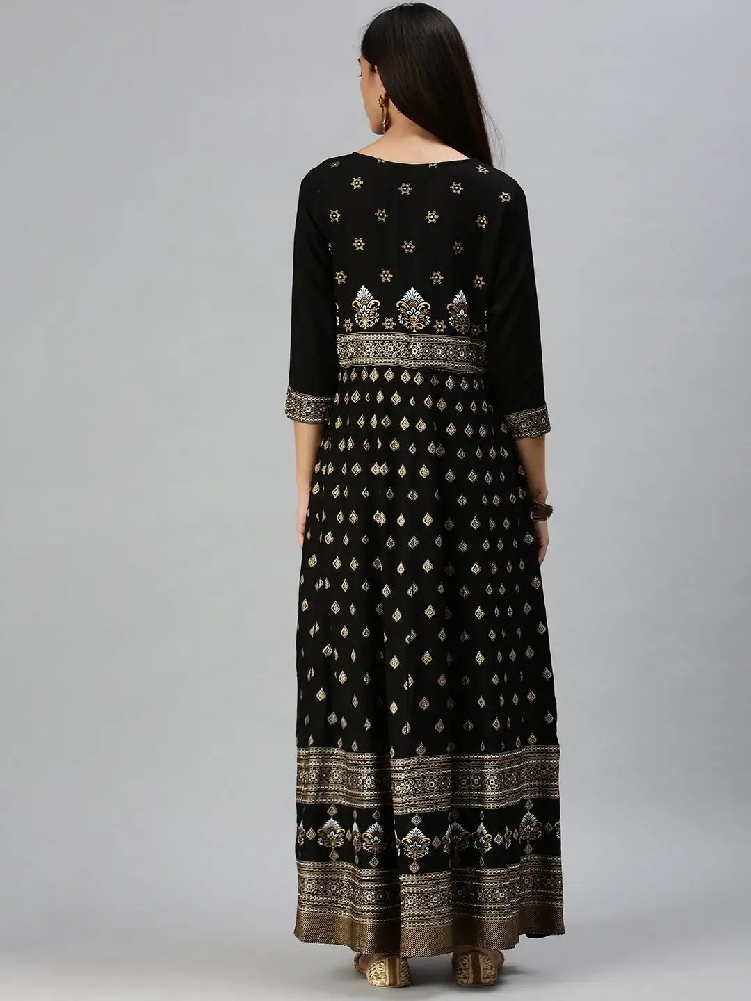 Women's Black Printed Anarkali Kurta