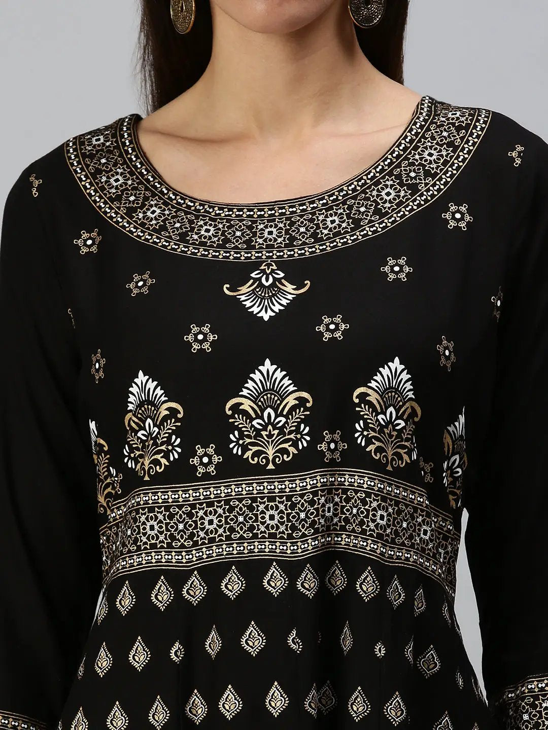 Women's Black Printed Anarkali Kurta
