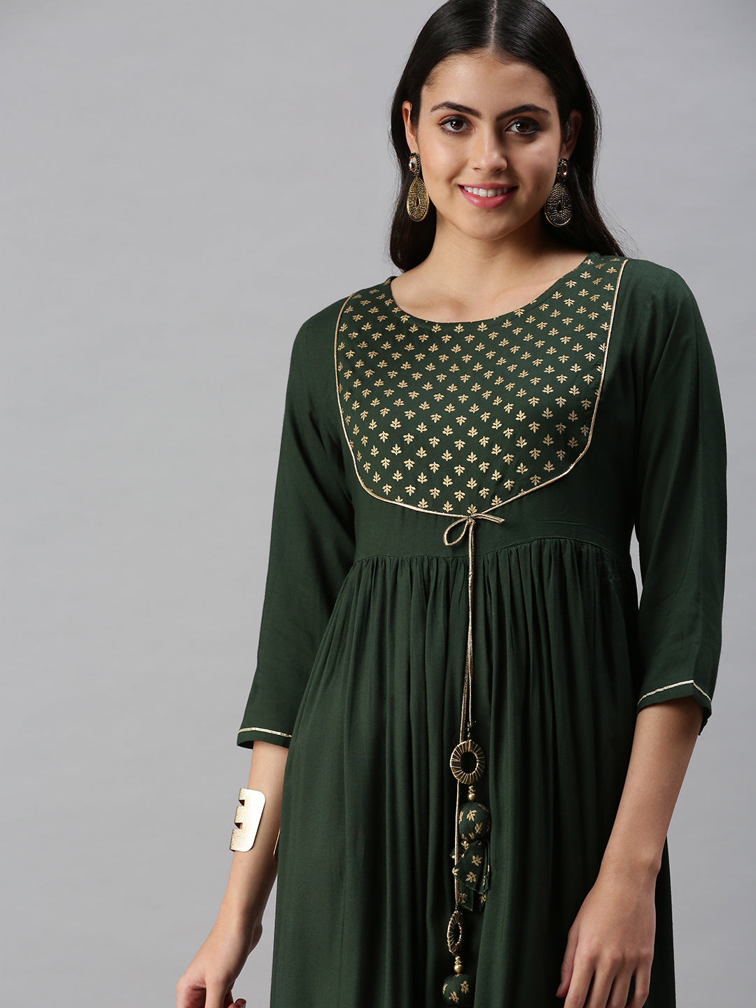 Women's Green Printed Anarkali Kurta