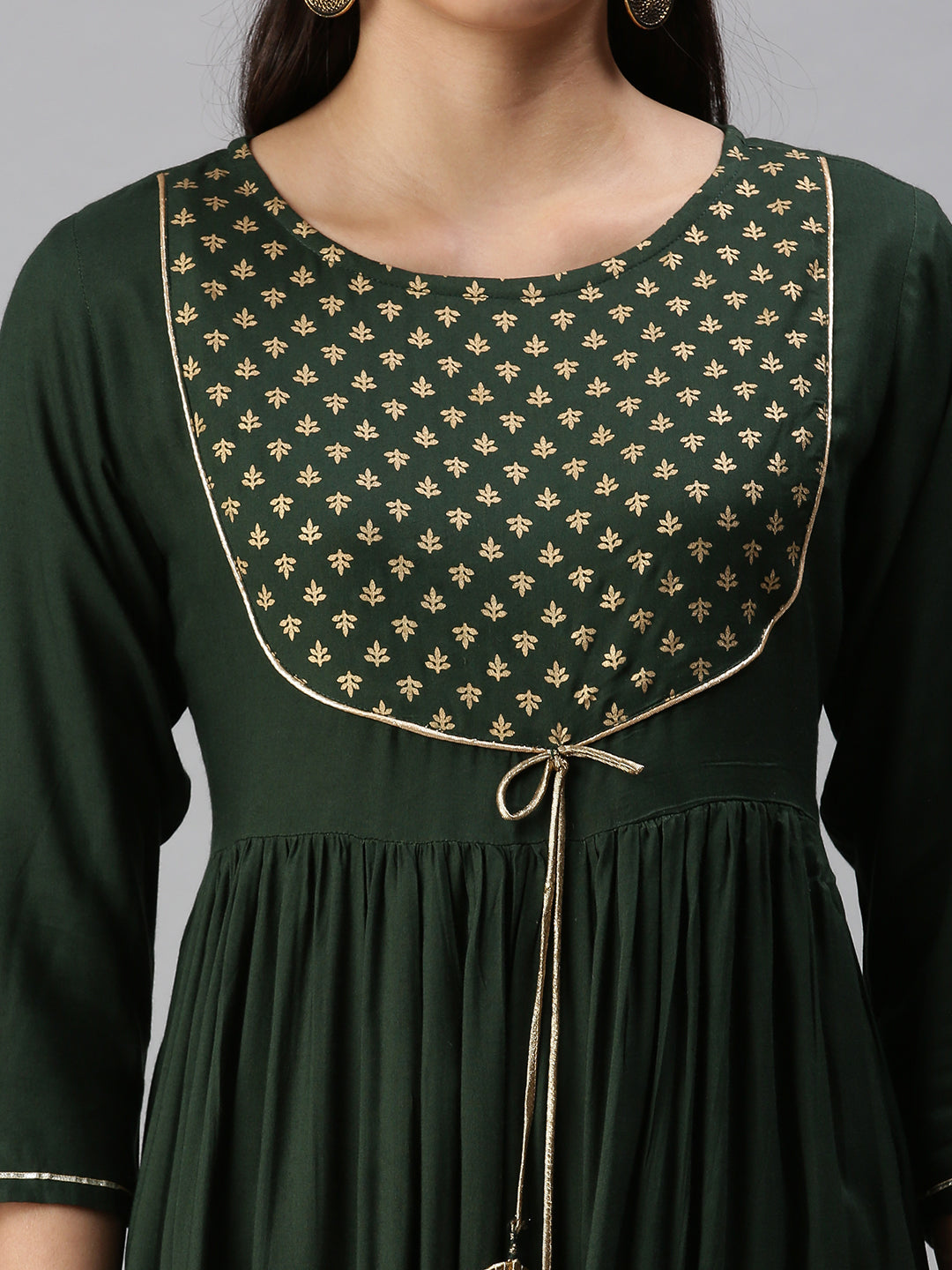 Women's Green Printed Anarkali Kurta