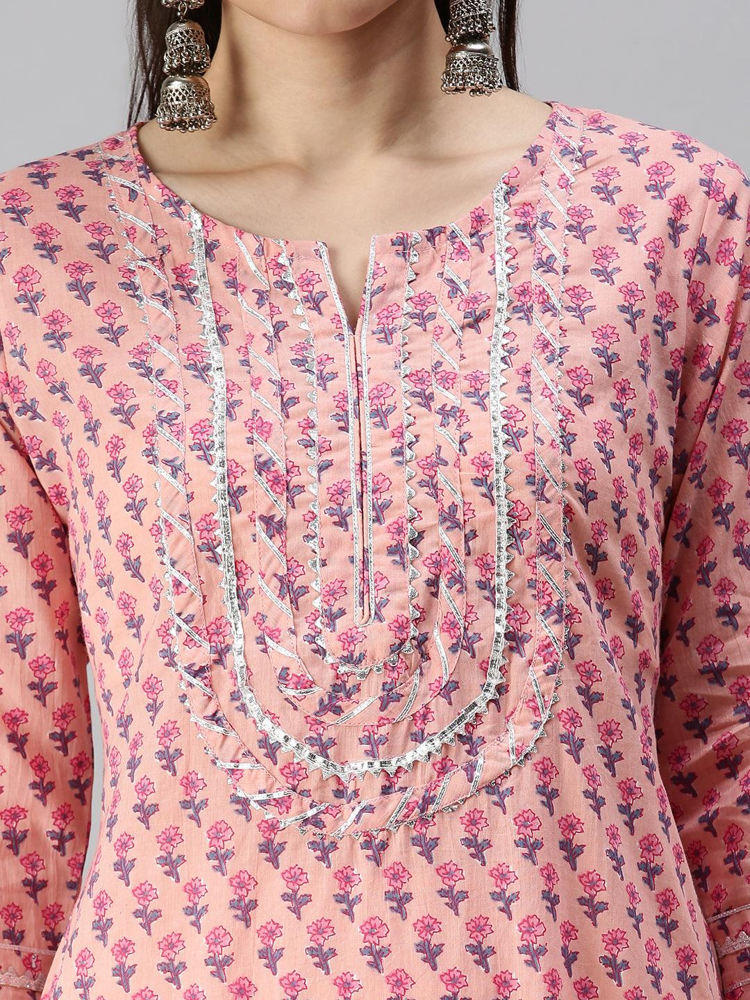 Women's Pink Printed Straight Kurta