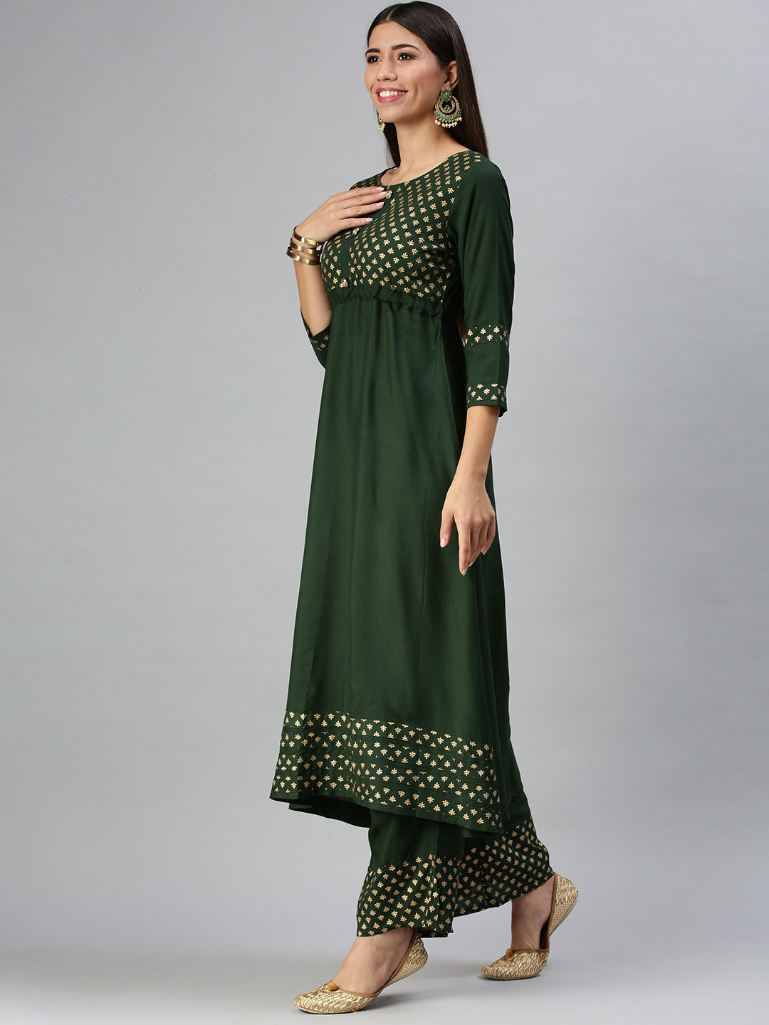 Women's Green Printed Kurta Sets