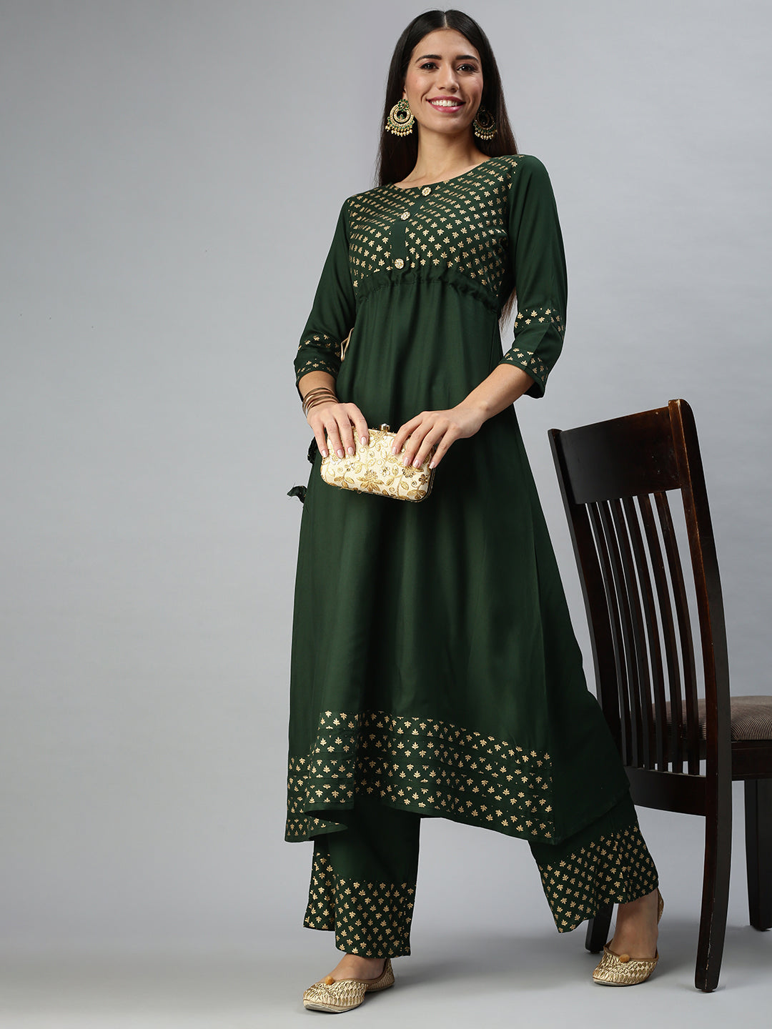 Women's Green Printed Kurta Sets