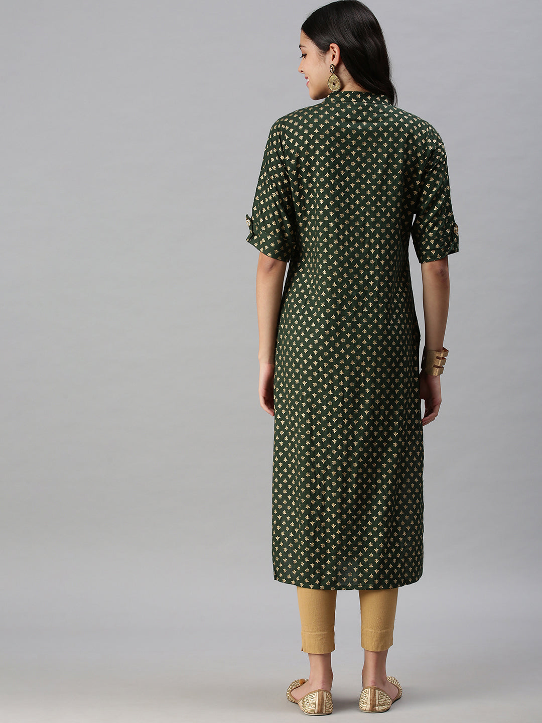 Women's Green Printed Straight Kurta