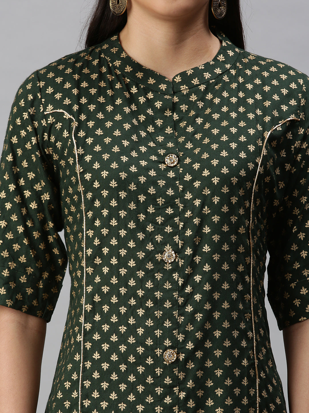 Women's Green Printed Straight Kurta