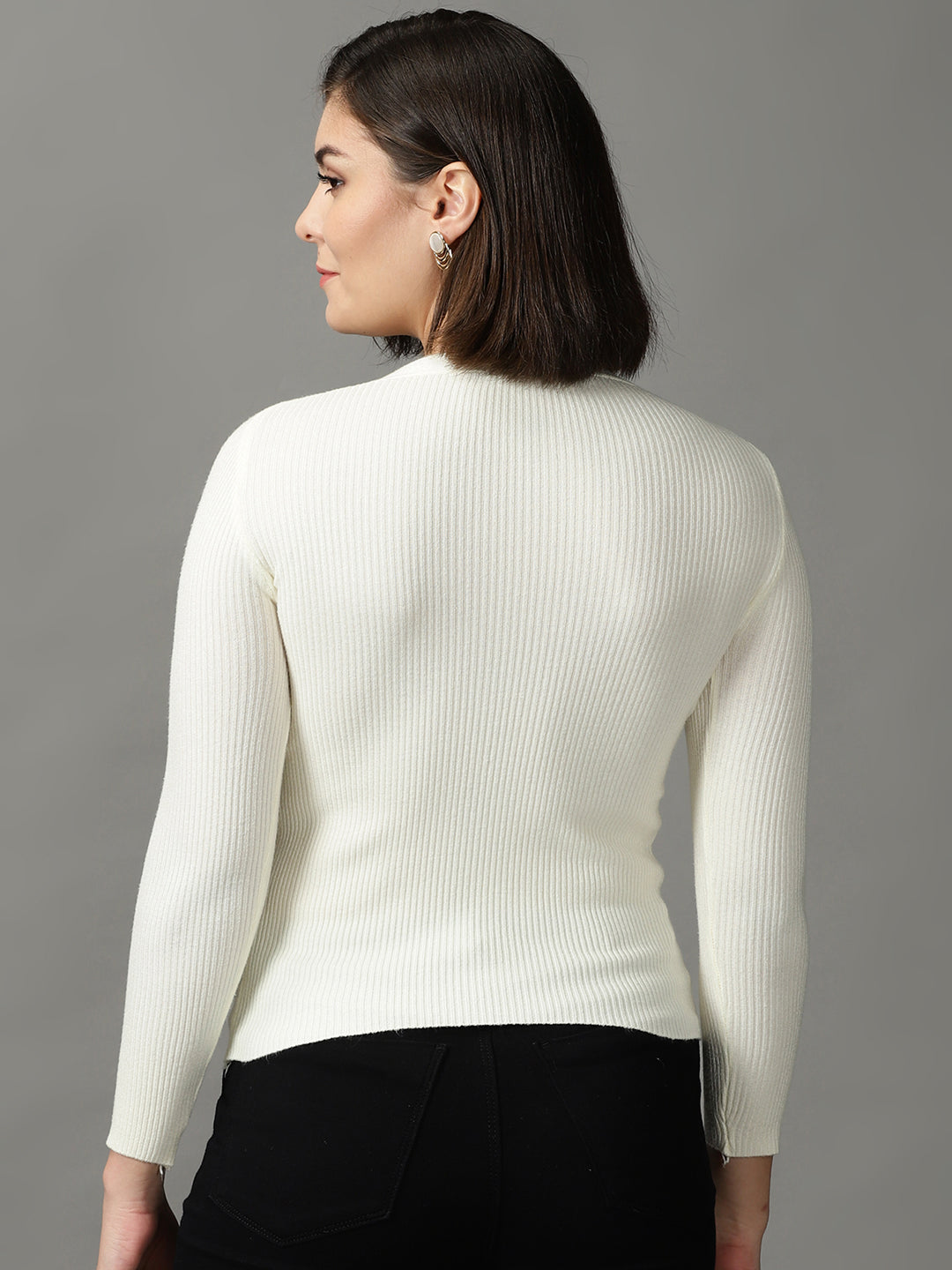 Women's Beige Solid Fitted Top