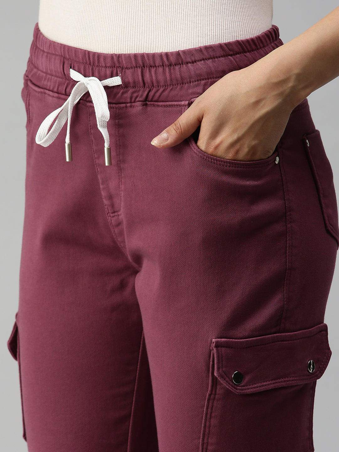 Women's Lavender Jogger High-Rise Low Distress Cuffed Hem Stretchable Denim Jeans