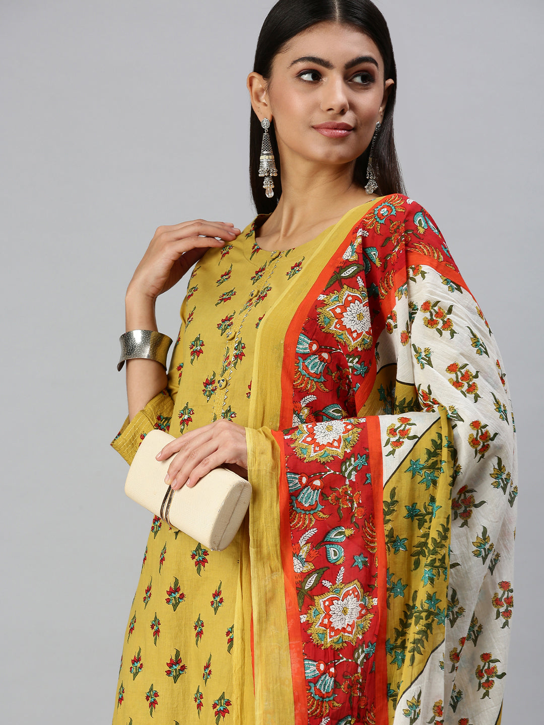 Women's Mustard Printed Kurta Sets