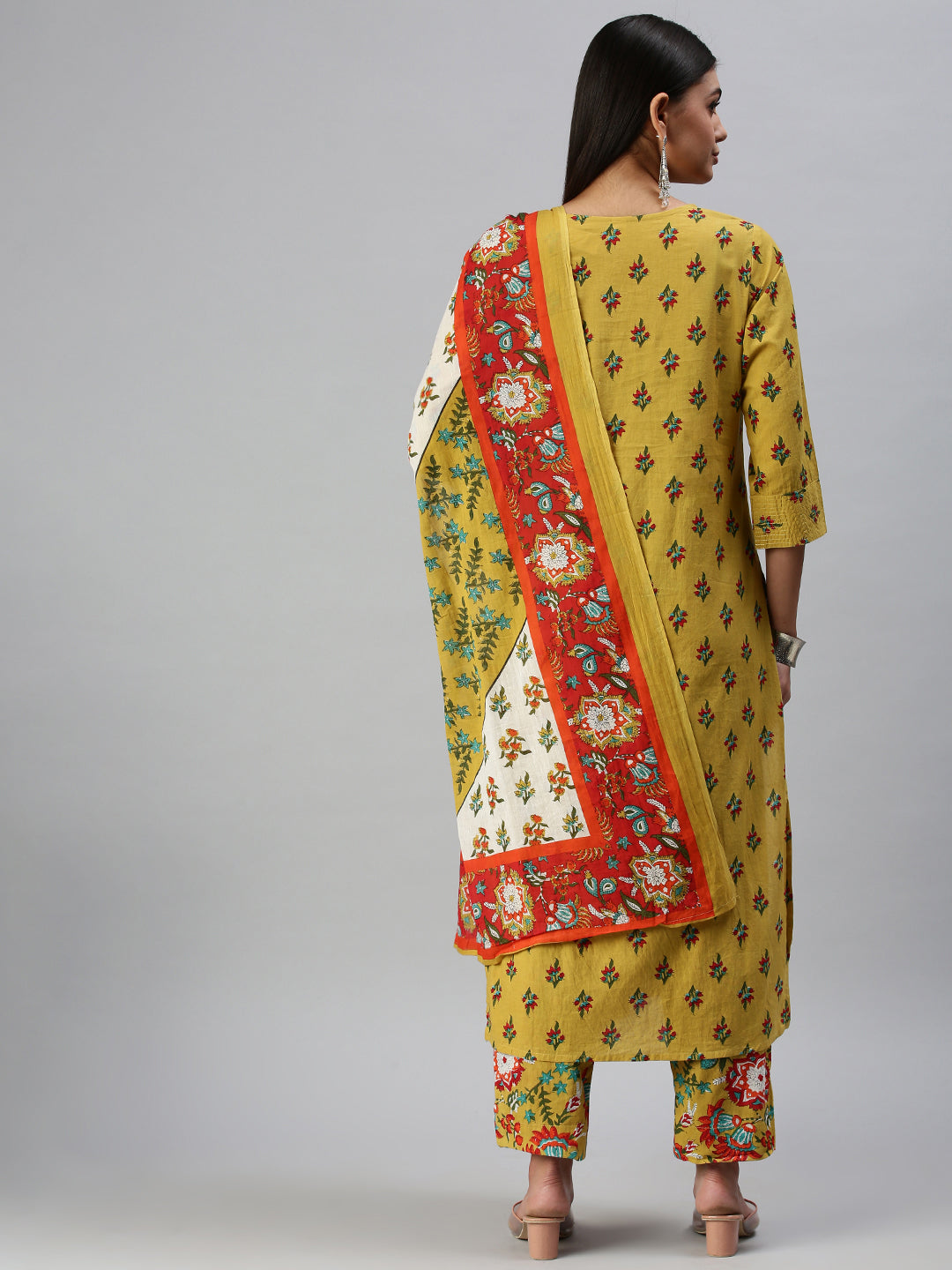 Women's Mustard Printed Kurta Sets