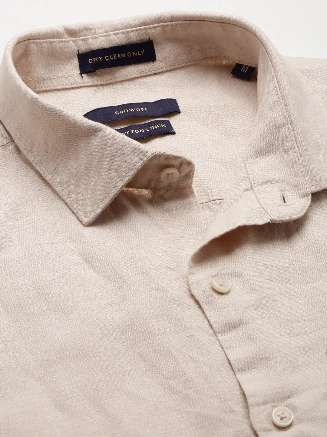 Men's Cream Solid Casual Shirt