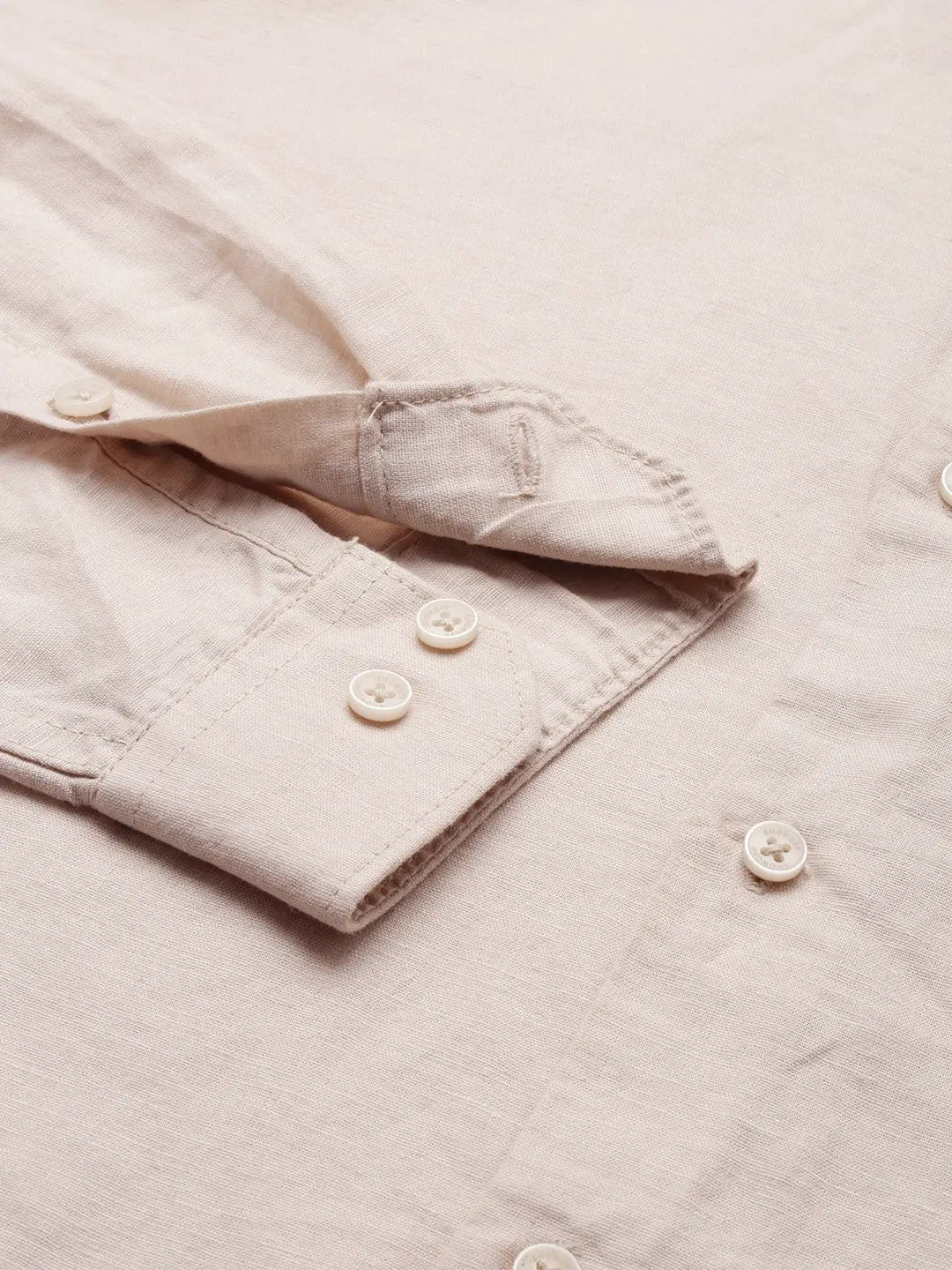 Men's Cream Solid Casual Shirt