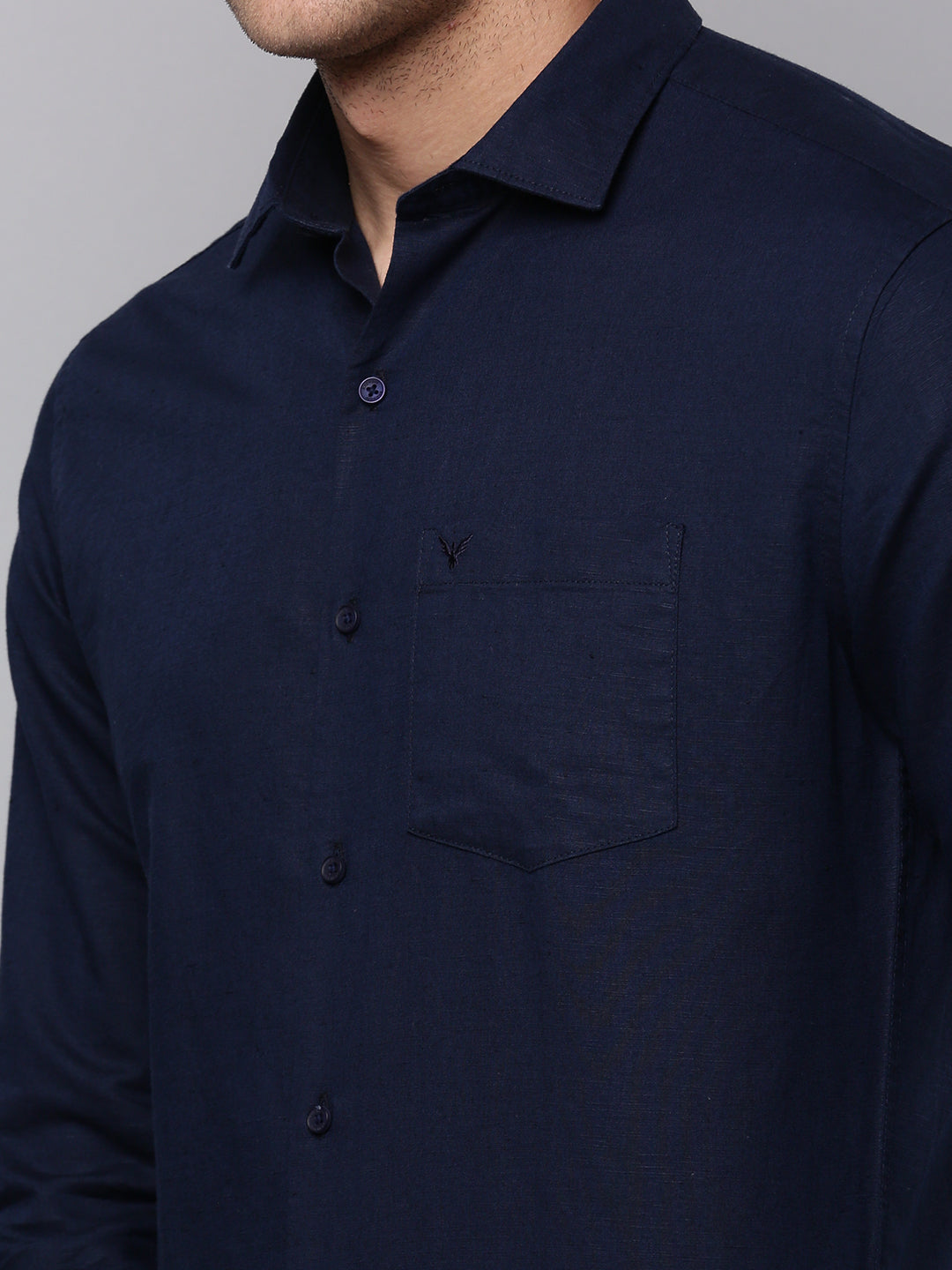 Men's Navy Solid Casual Shirt