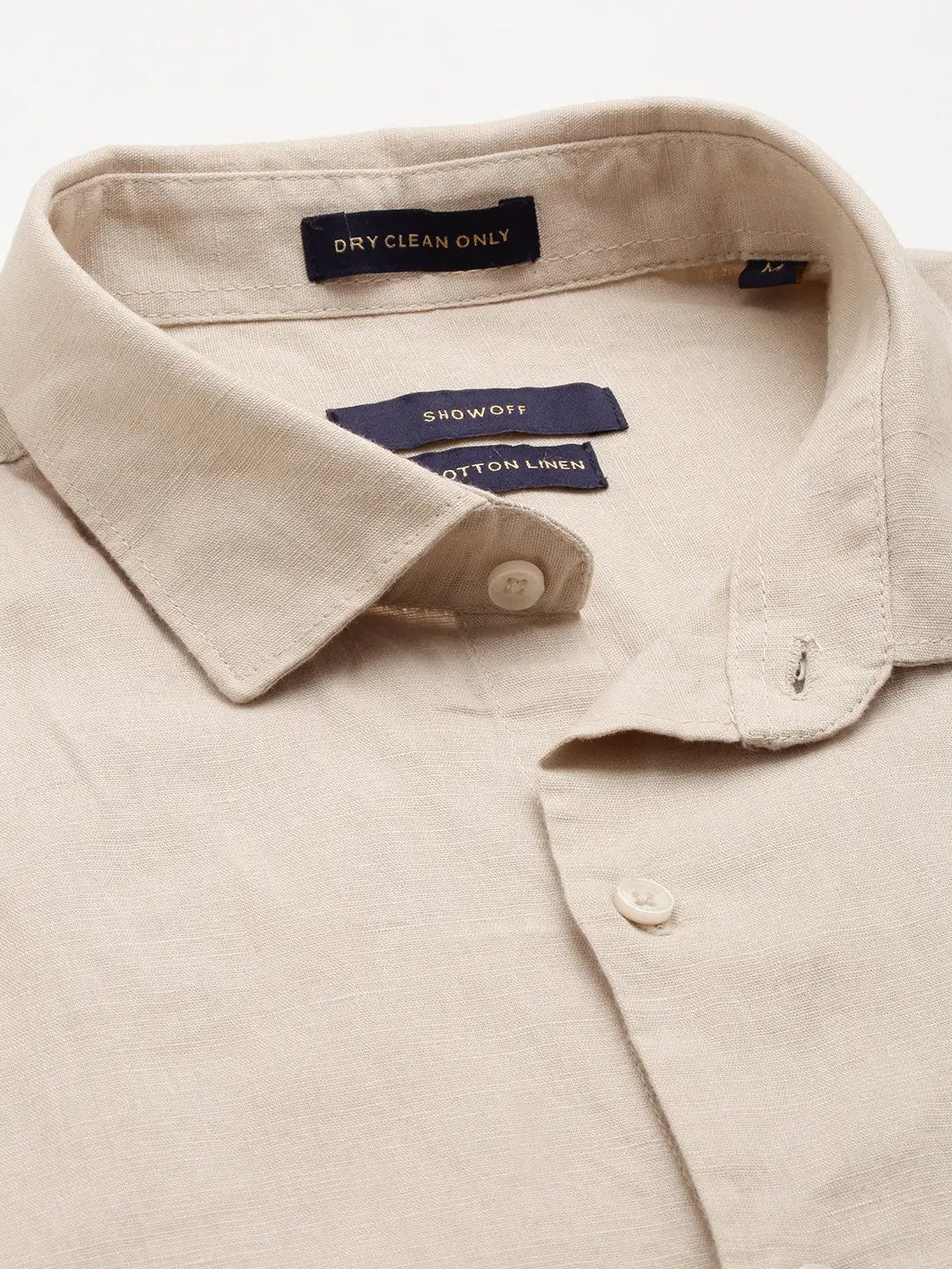 Men's Beige Solid Casual Shirt